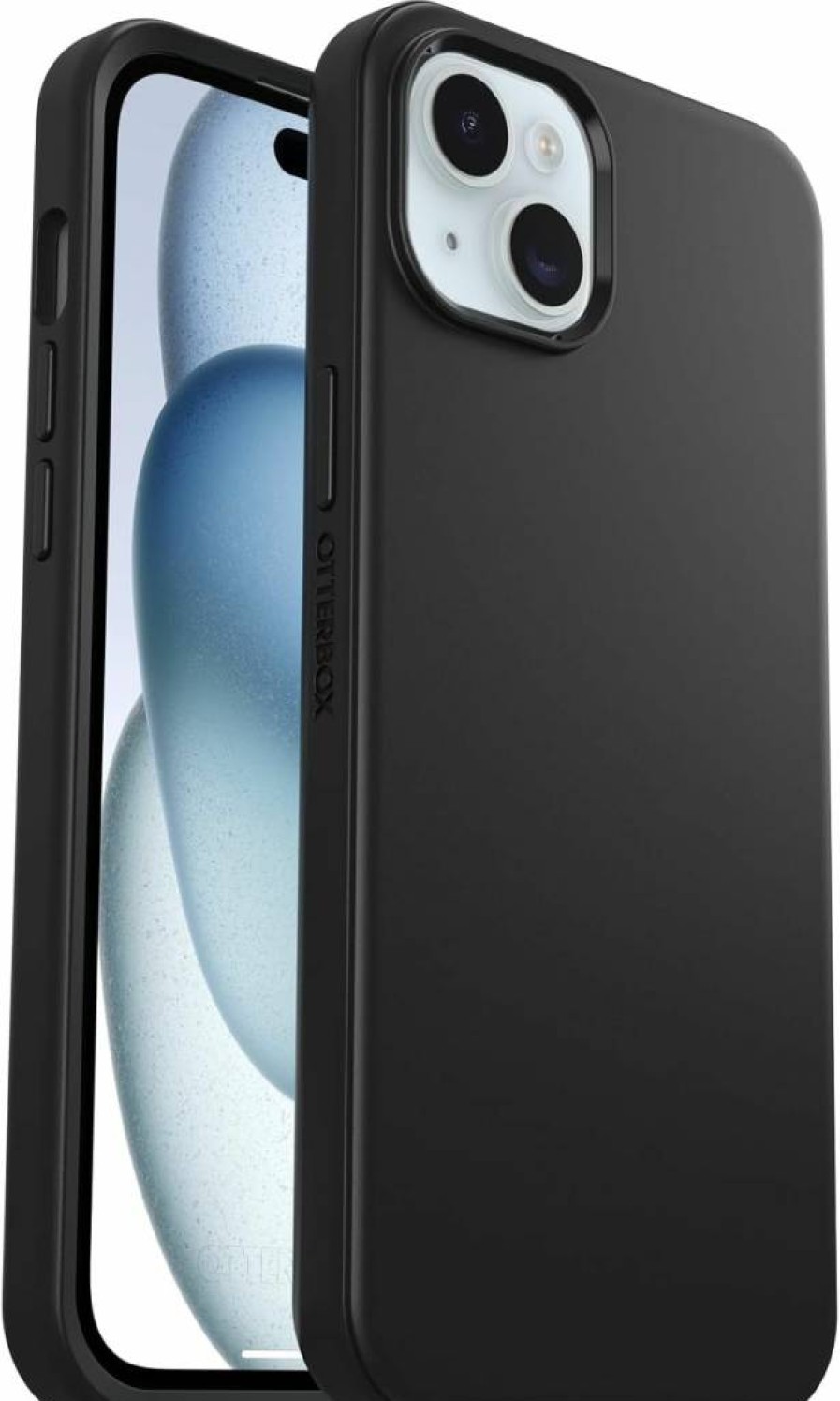 OtterBox Symmetry Series Case for iPhone 15 Plus & iPhone 14 Plus - Slim Protective Cover with Wireless Charging, Raised Edges, Polybag Packaging (Black)