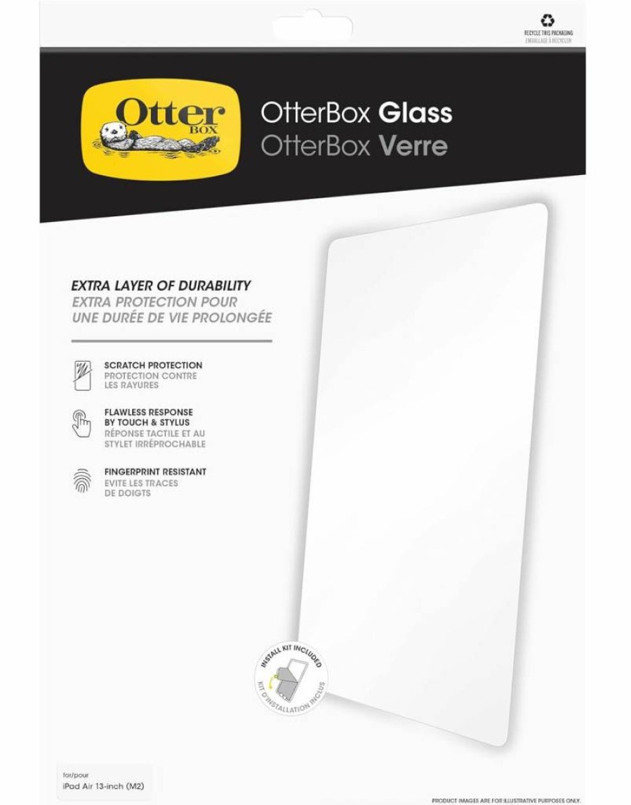OtterBox Tempered Glass Screen Protector for iPad Air 13-Inch (M2) - Anti-Scratch, Fingerprint Resistant, HD Clarity, Bubble-Free Installation, Precise Fit (Single Pack)