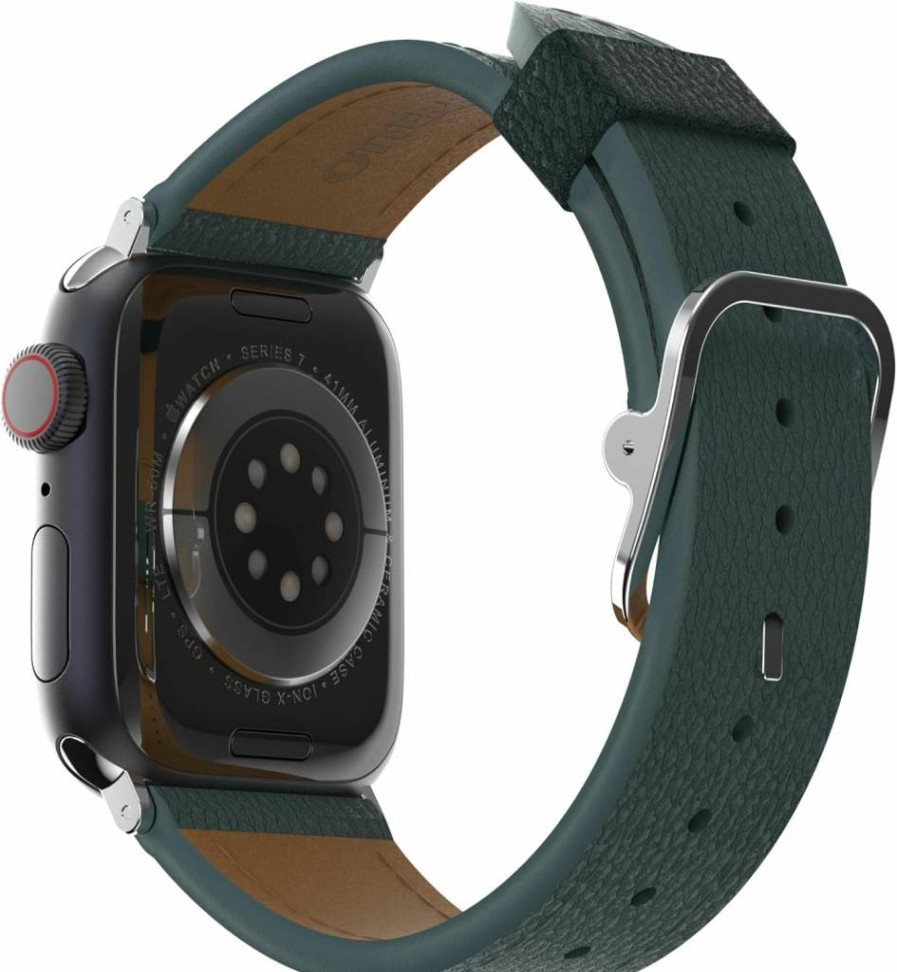 OtterBox Symmetry Cactus Leather Band for Apple Watch Series 7/8/9 45mm - Noir Ash Black Strap