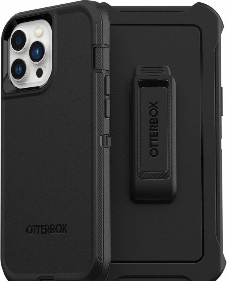 OtterBox Defender Series Rugged Case for iPhone 13 Pro Max & 12 Pro Max - Durable Protection with Holster Clip Kickstand & Port Covers - Business Bulk Packaging - Black