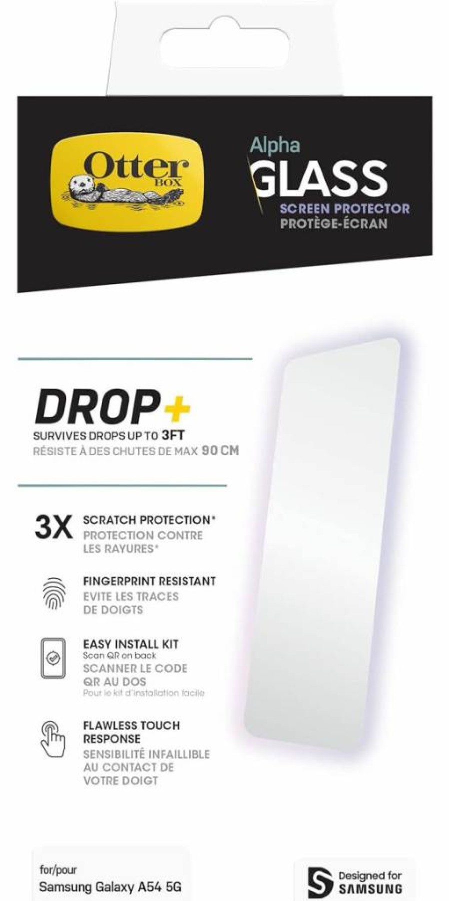 OtterBox Tempered Glass Screen Protector for Samsung Galaxy A54 5G - Clear, Anti-Scratch, Bubble-Free, Easy Installation (Single Pack)