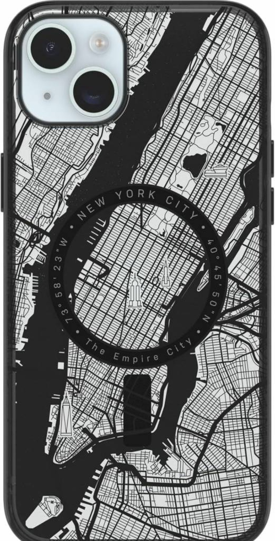 OtterBox Symmetry Series Clear Case with Black Grip for iPhone 15 Plus | Protective Cover with Colorful Edge Design