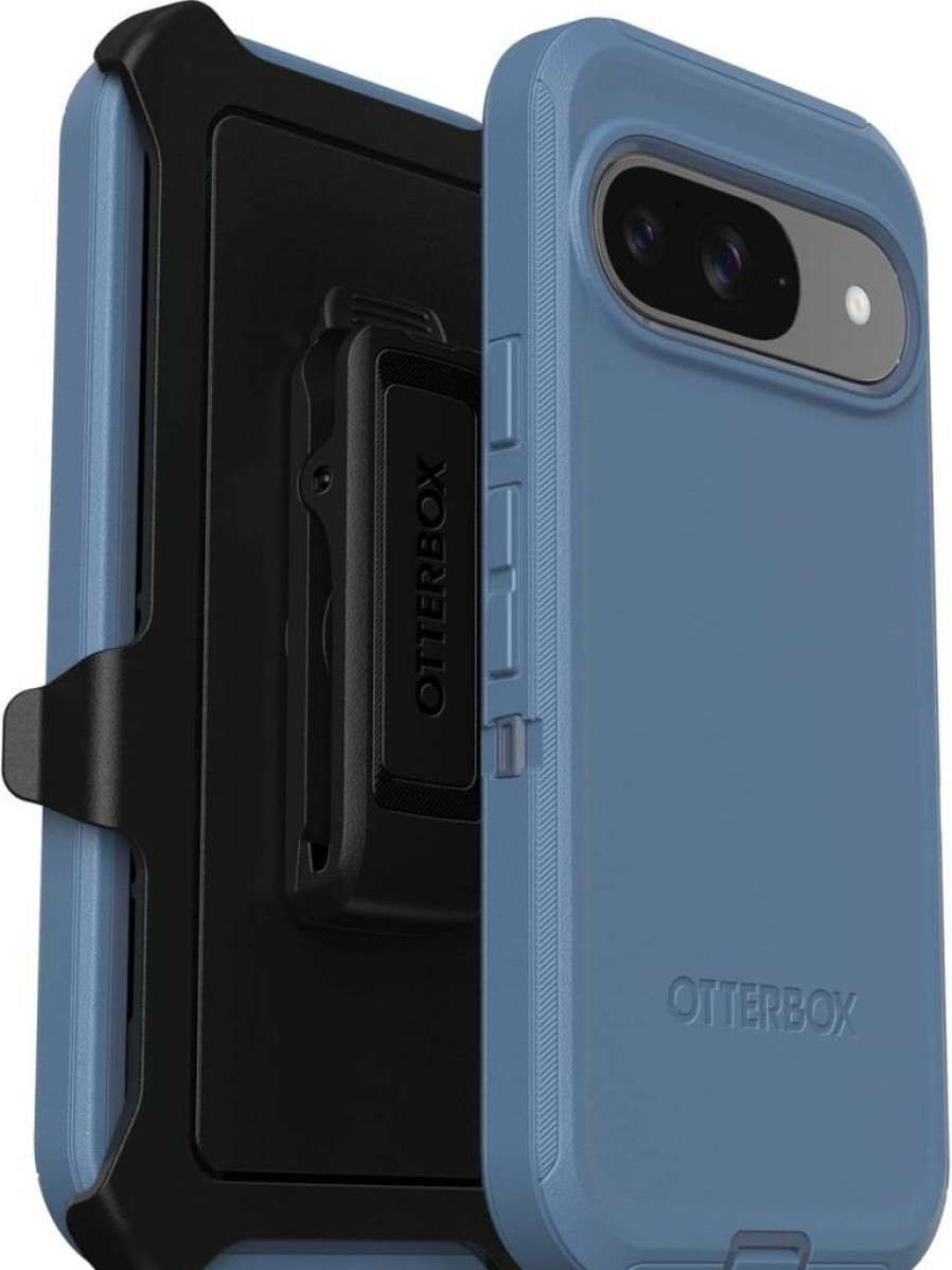 OtterBox Defender Series Rugged Case for Google Pixel 9 & 9 Pro - Black | Heavy Duty Protection with Holster Clip & Kickstand | Port Covers | Polybag Packaging