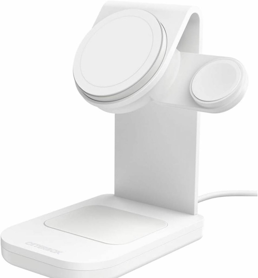OtterBox 3-in-1 MagSafe Wireless Charging Station 2.0 - Fast Charging Stand for iPhone, AirPods & Apple Watch (White)