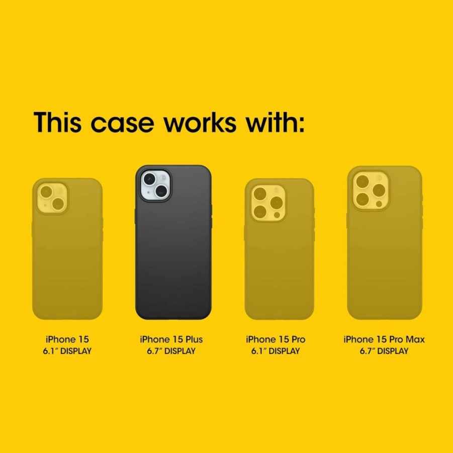 OtterBox Symmetry Series Clear Case with Black Grip for iPhone 15 Plus - Protective London Design