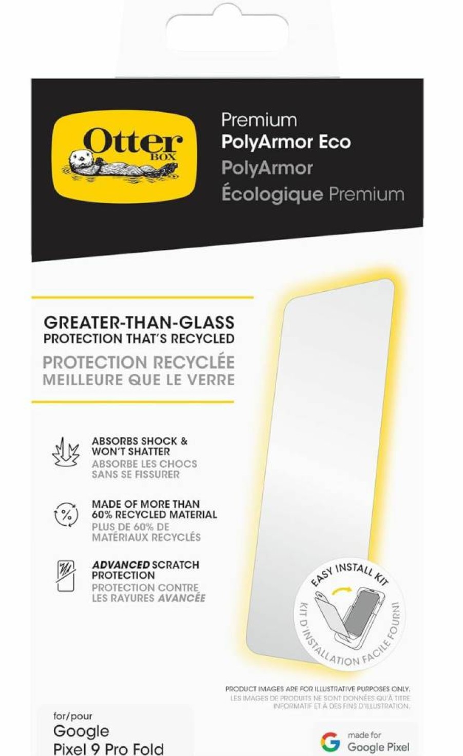 OtterBox Polyarmor Premium Screen Protector for Google Pixel 9 Fold - Crystal Clear, Touch Sensitive, Easy Install (Includes Polybag)
