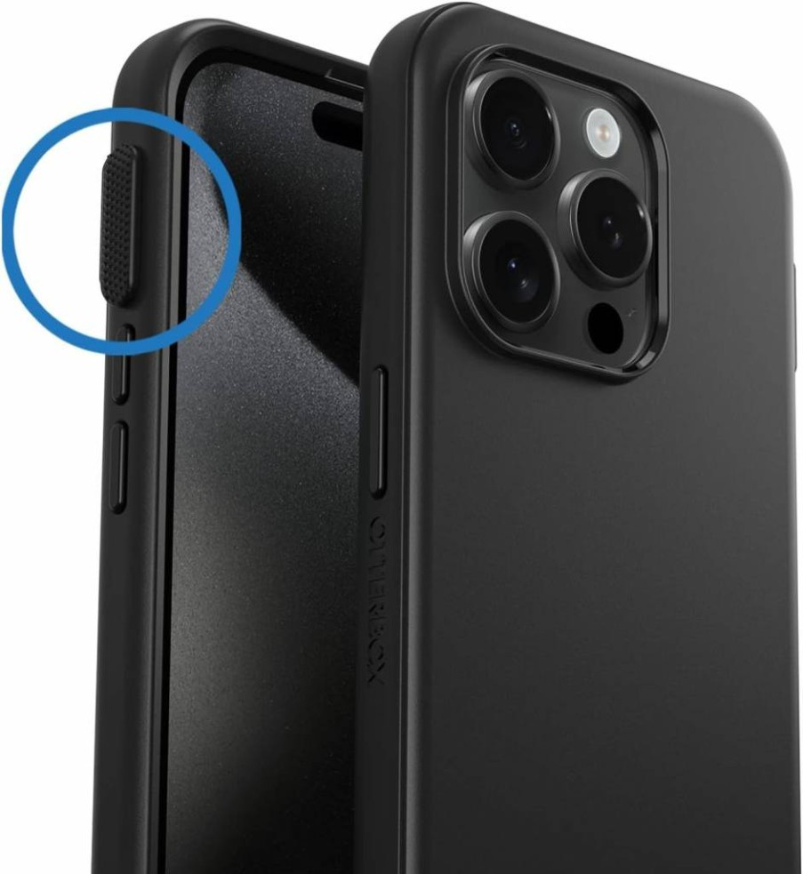 OtterBox Symmetry Series Case for iPhone 15 Pro with Enhanced Action Button - Black (Polybag Packaging for Business Bulk Orders)