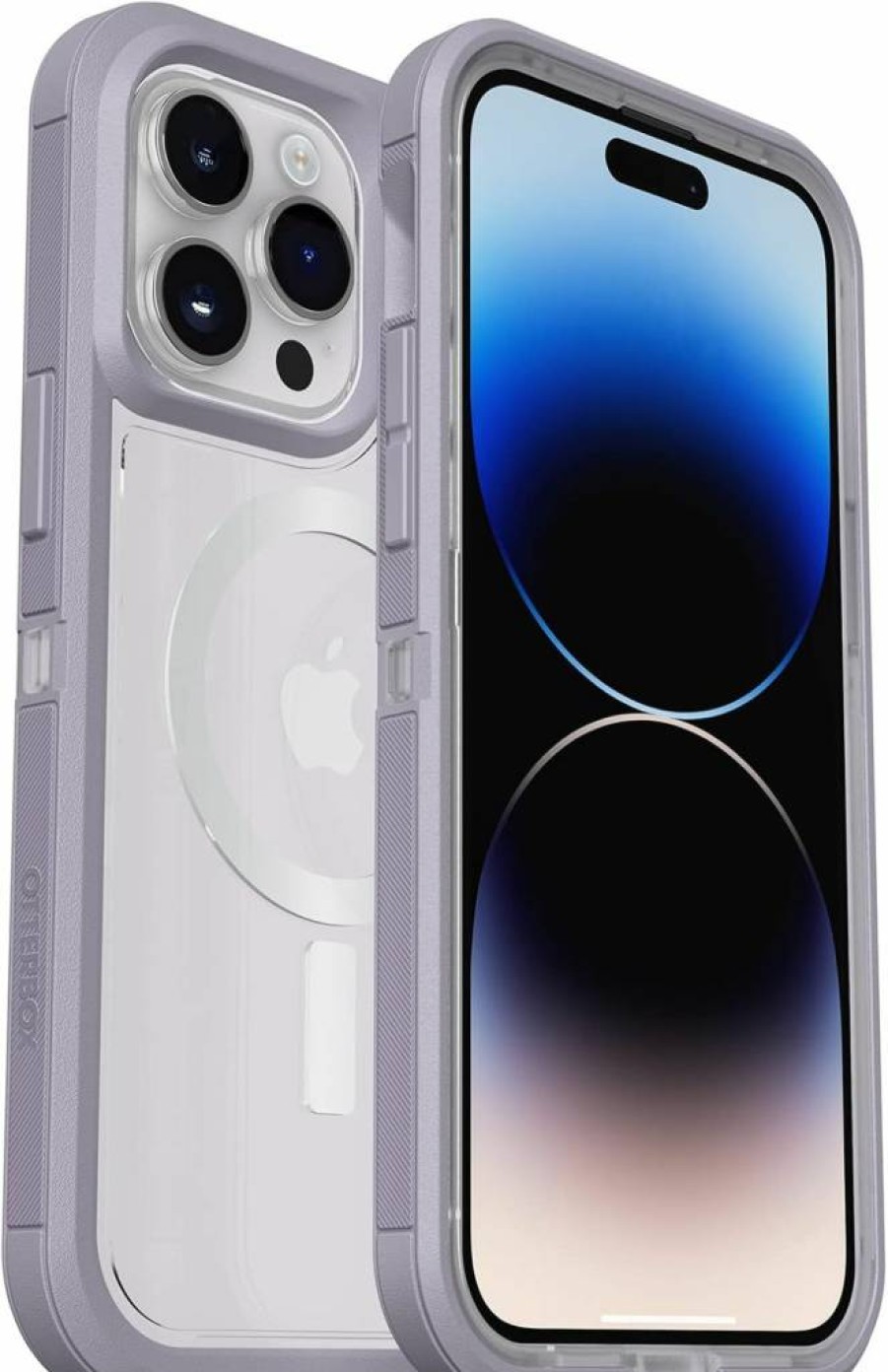 OtterBox Defender Series XT iPhone 14 Pro Case - Lavender Sky (Purple Clear) Rugged MagSafe Compatible with Lanyard Attachment Screenless Protection