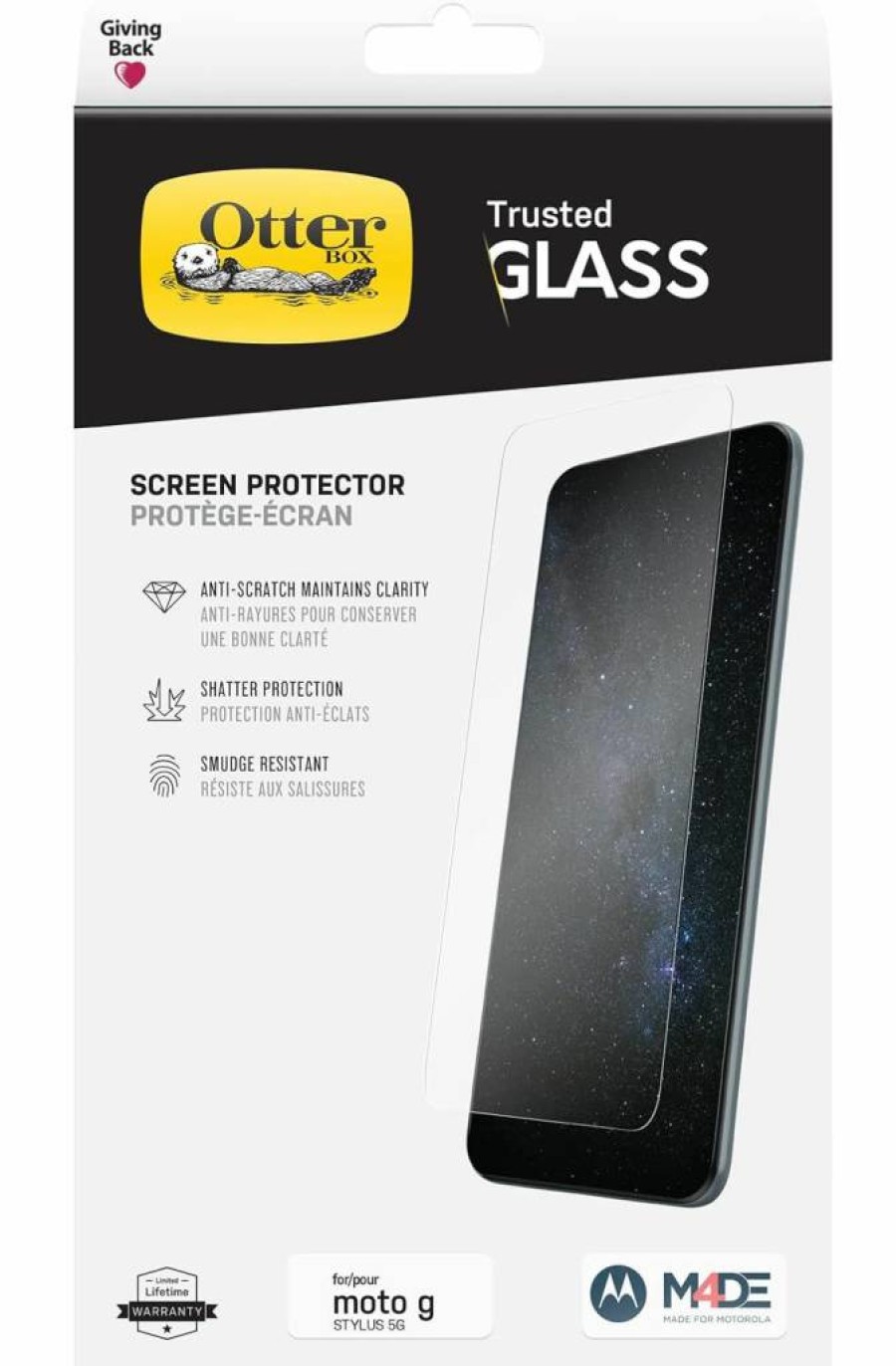 OtterBox Gen 2 Trusted Glass Screen Protector for Motorola Moto G Stylus 5G (2022) - Clear, Anti-Scratch, Bubble-Free Installation