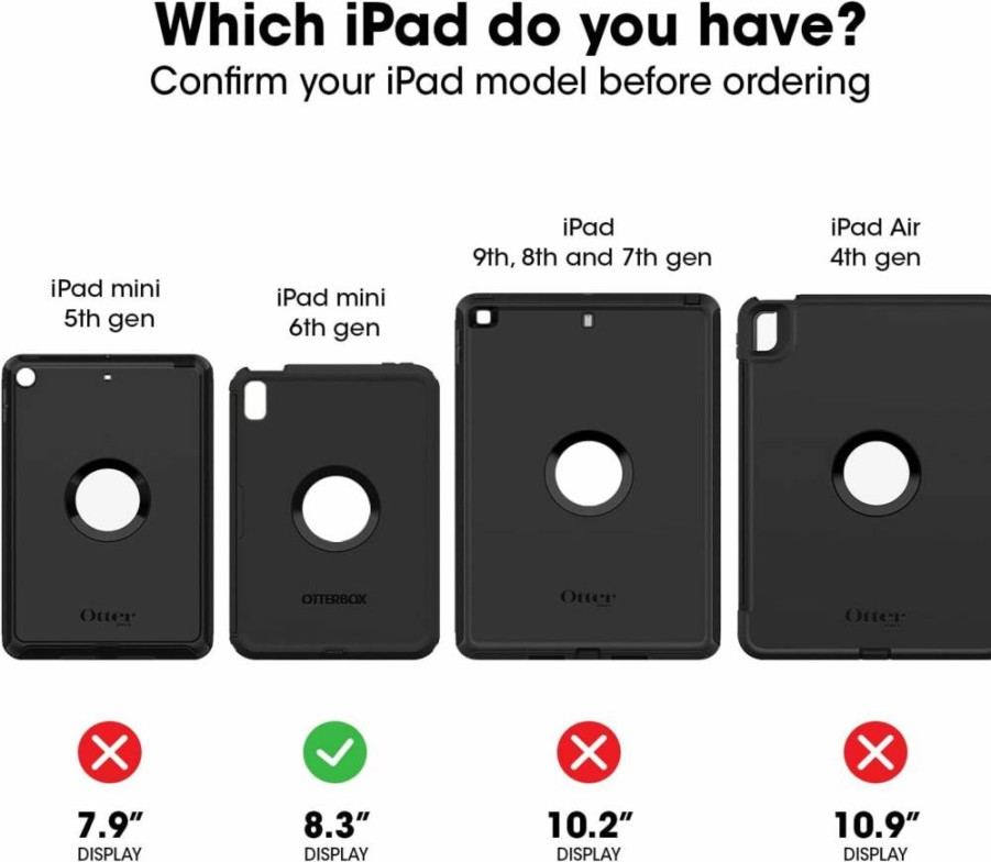OtterBox Defender Series Rugged Case for iPad Mini 6th Gen & iPad Mini (A17) - Heavy Duty Multi-Layer Protection, Business Grade, Black - Single Unit Polybag Packaging