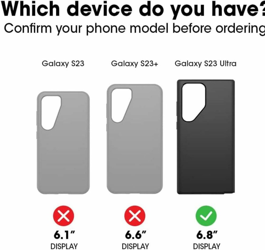 OtterBox Symmetry Series Case for Samsung Galaxy S23 Ultra - Slim Protective Cover with Raised Edges, Wireless Charging Compatible, Business Bulk Packaging - Black