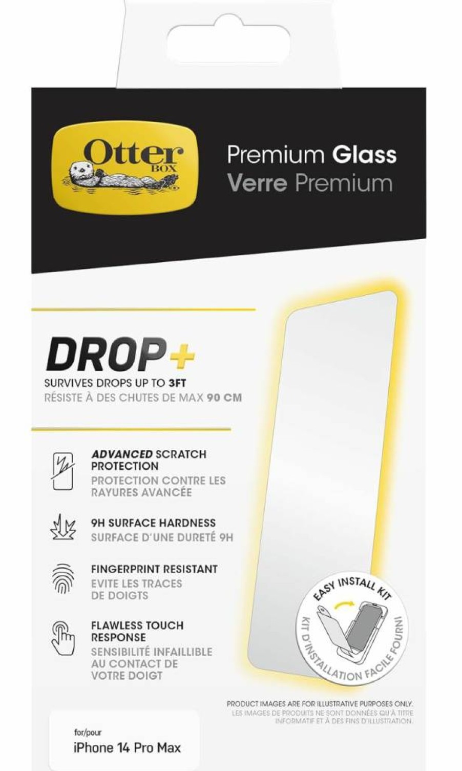 OtterBox iPhone 14 Pro Max Screen Protector - Antimicrobial, Anti-Scratch, Shatterproof, HD Clear Tempered Glass (Polybag Packaging)