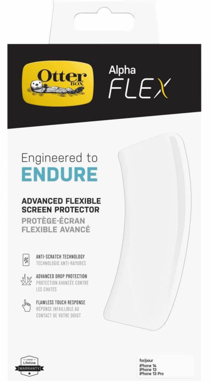 OtterBox Alpha Flex Antimicrobial Screen Protector for iPhone 14, 13 & 13 Pro - Anti-Fingerprint, Precision Fit, HD Clarity, Enhanced Touch Sensitivity