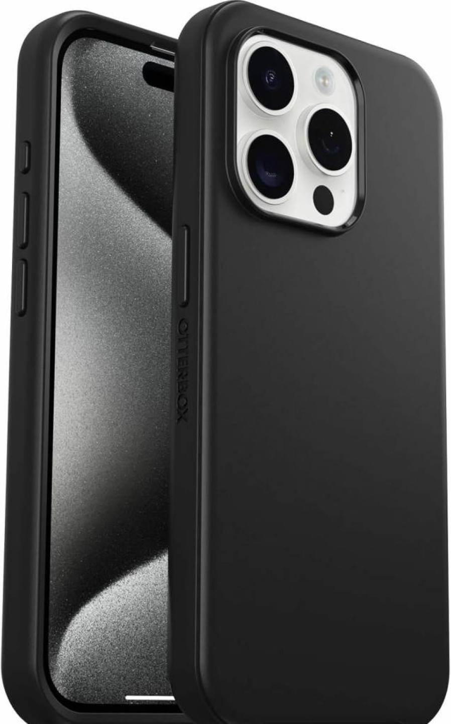 OtterBox Symmetry Series Case for iPhone 15 Pro - Black, MagSafe Compatible, Ultra-Sleek Protection with Raised Edges for Camera & Screen (Polybag Packaging)