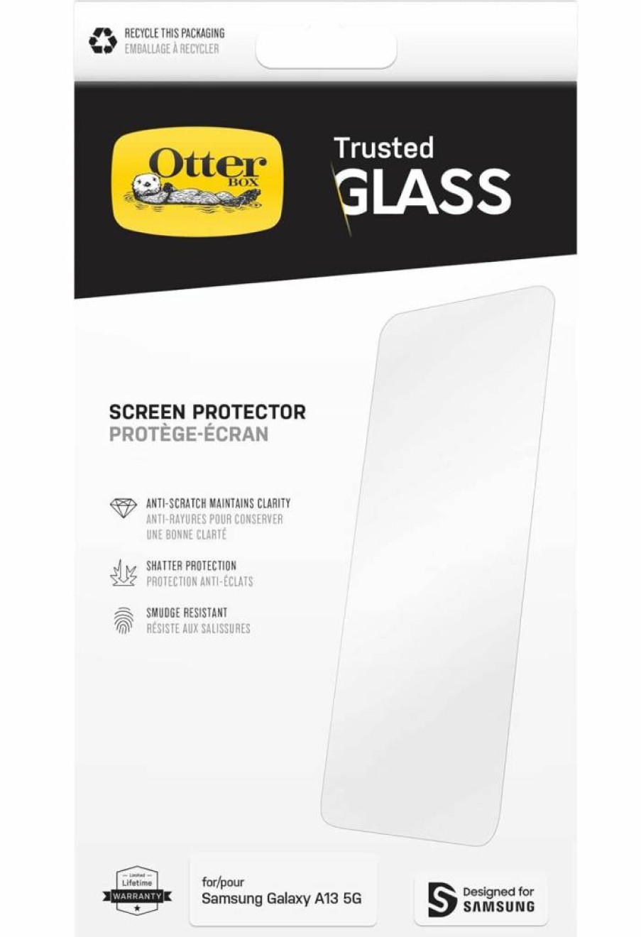 OtterBox Trusted Glass Screen Protector for Samsung Galaxy A13 5G - Clear, Anti-Scratch, Bubble-Free (2nd Generation)