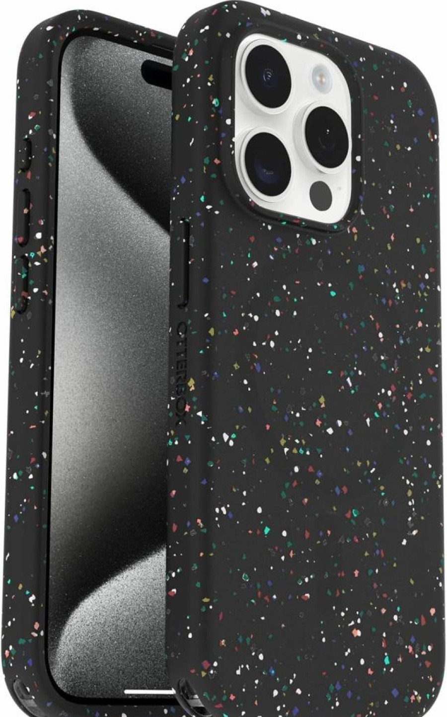 OtterBox Core Series MagSafe Case for iPhone 15 Pro Max - Sprinkles White, Sleek Rubber Design, Camera Protection & Raised Screen Lip