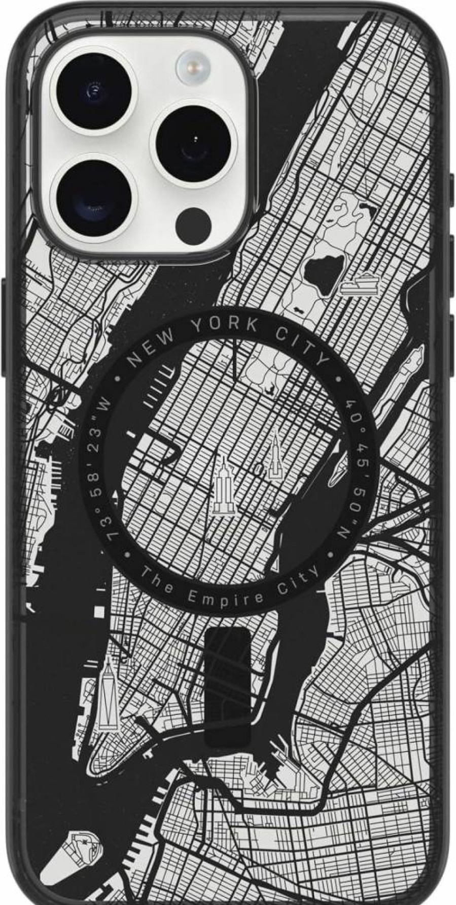 OtterBox iPhone 15 Pro Max Case - Clear with Black Grip Edge, New York Edition