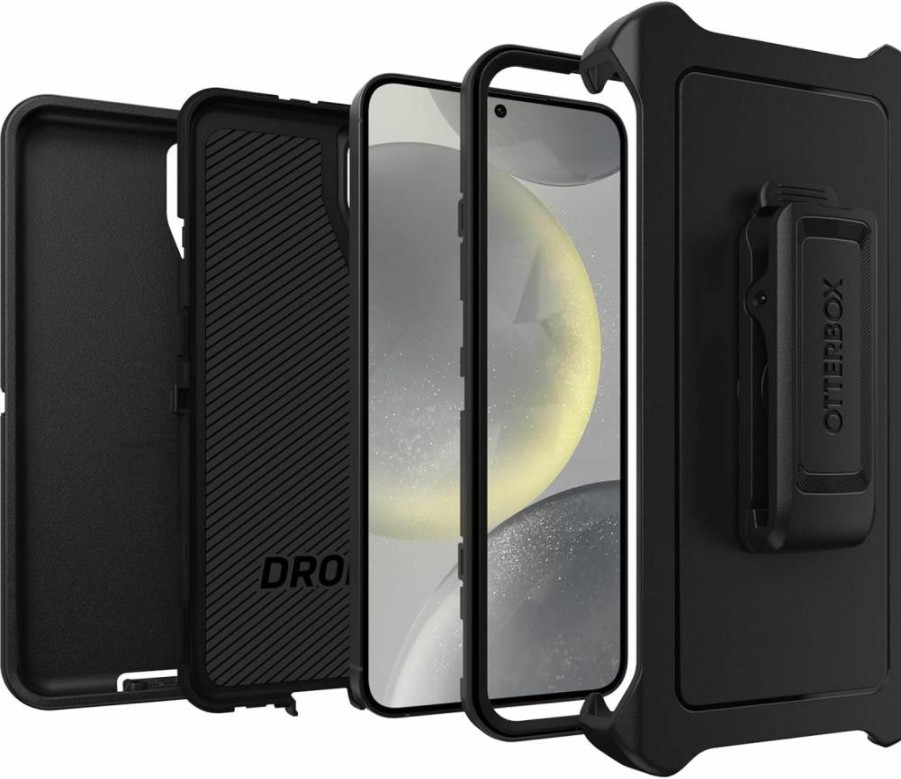 OtterBox Defender Series Rugged Case for Samsung Galaxy S24+ with Holster Clip Kickstand, Port Protection & Polybag Packaging - Durable Black Protective Cover