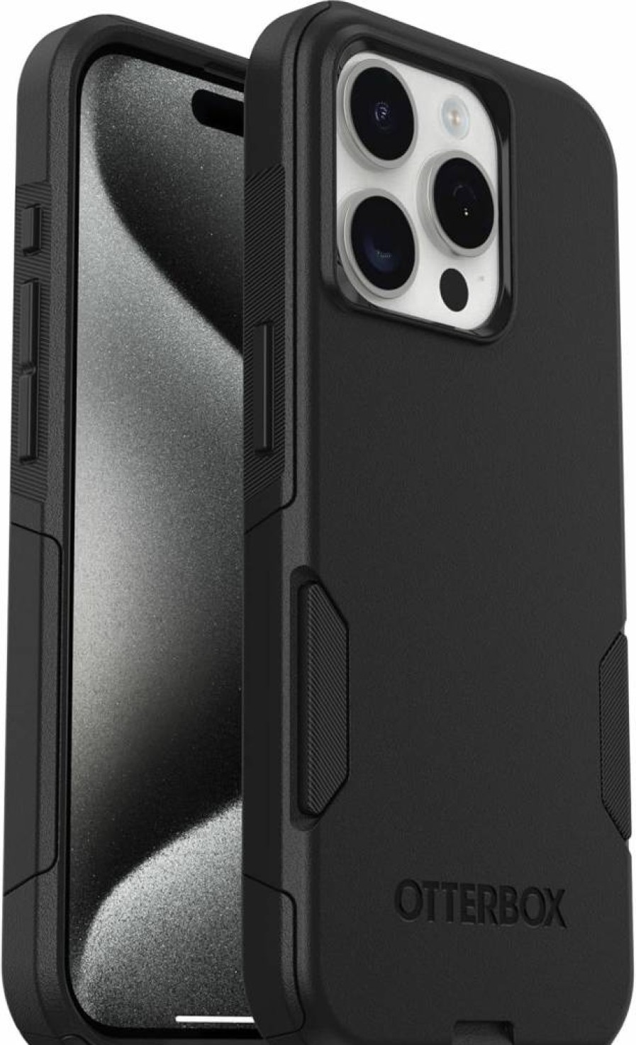 OtterBox Commuter Series Case for iPhone 15 Pro - Slim, Tough & Lightweight Protective Cover with Port Protection | Black | Polybag Packaging