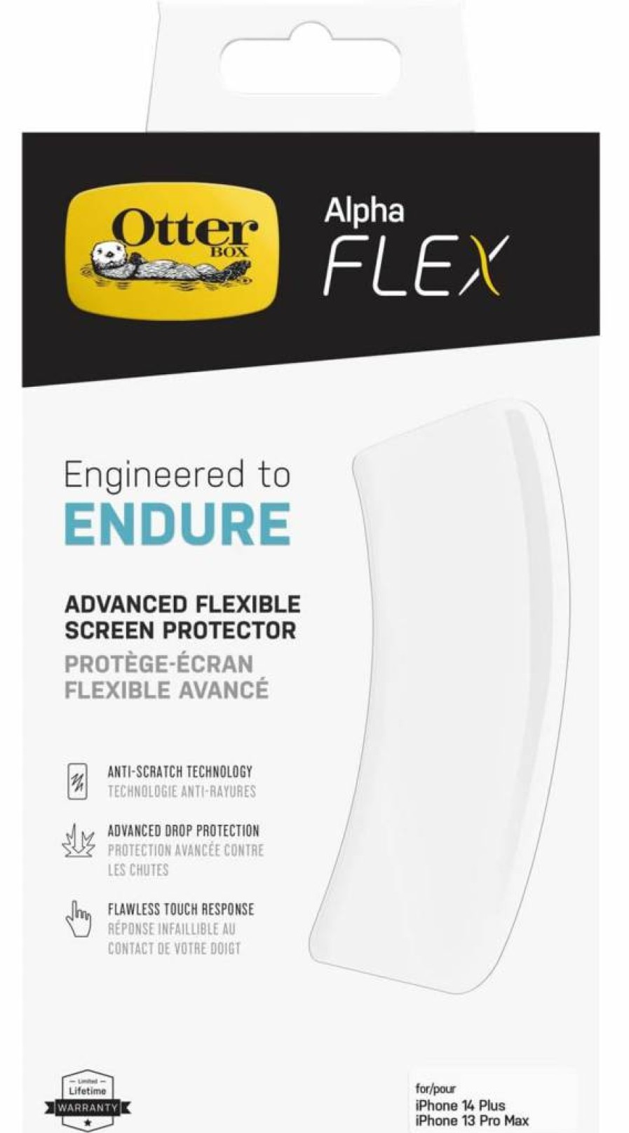OtterBox Alpha Flex Series Anti-Microbial Screen Protector for iPhone 14 Plus | Crack & Scratch Resistant