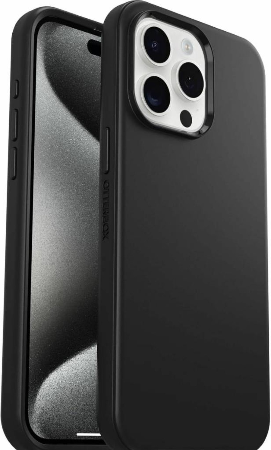 OtterBox Symmetry Series Case for iPhone 15 Pro Max - Slim Black Protective Cover with Wireless Charging, Raised Edges for Screen & Camera Protection (Polybag Packaging)