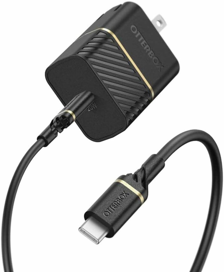 OtterBox 30W USB-C Fast Wall Charger with 1M USB-C to USB-C Cable - Black Shimmer