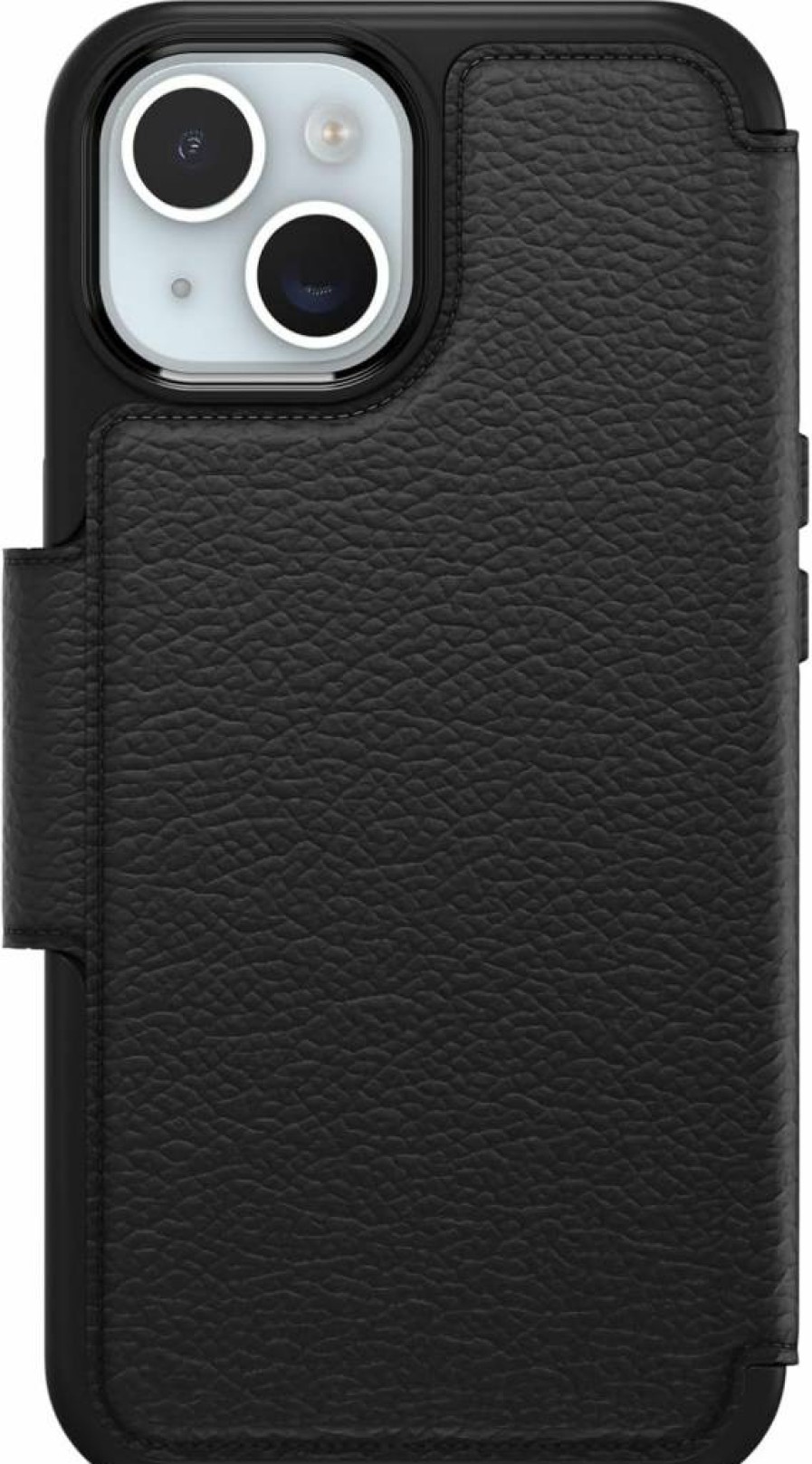 OtterBox Strada Folio Series Genuine Leather Case for iPhone 15 with Card Holder & MagSafe Compatibility - Black