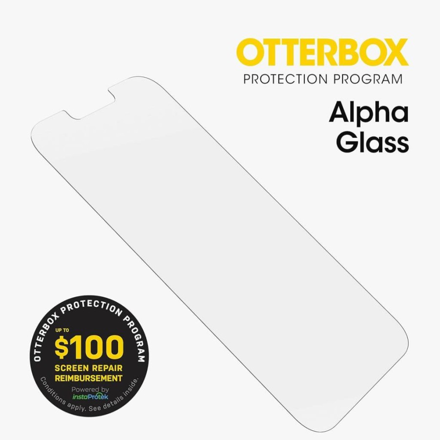OtterBox Alpha Glass Antimicrobial Screen Protector for iPhone 13 & 13 Pro - Anti-Bacterial Protection