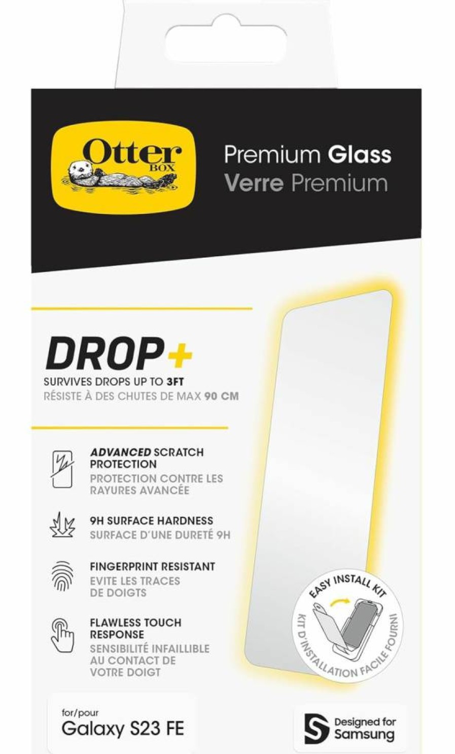 OtterBox Galaxy S23 FE Screen Protector - Premium Tempered Glass, Anti-Scratch, Fingerprint Resistant, Bubble-Free Installation, Enhanced Touch Sensitivity