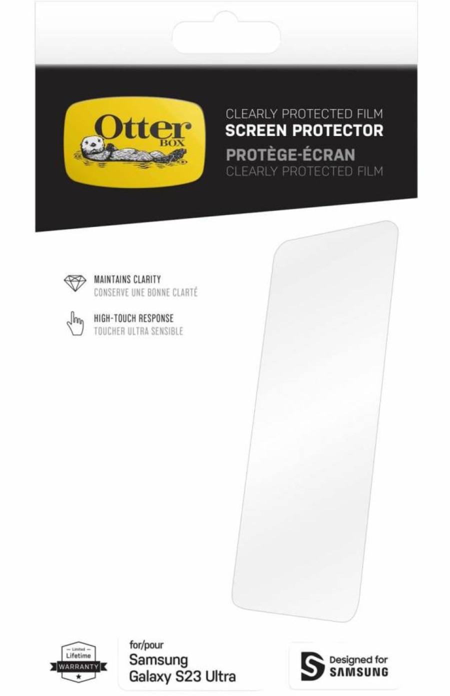 OtterBox Alpha Flex Antimicrobial Screen Protector for Samsung Galaxy S23 Ultra - Fingerprint Resistant, Precision Fit, Enhanced Clarity, Flawless Touch Response