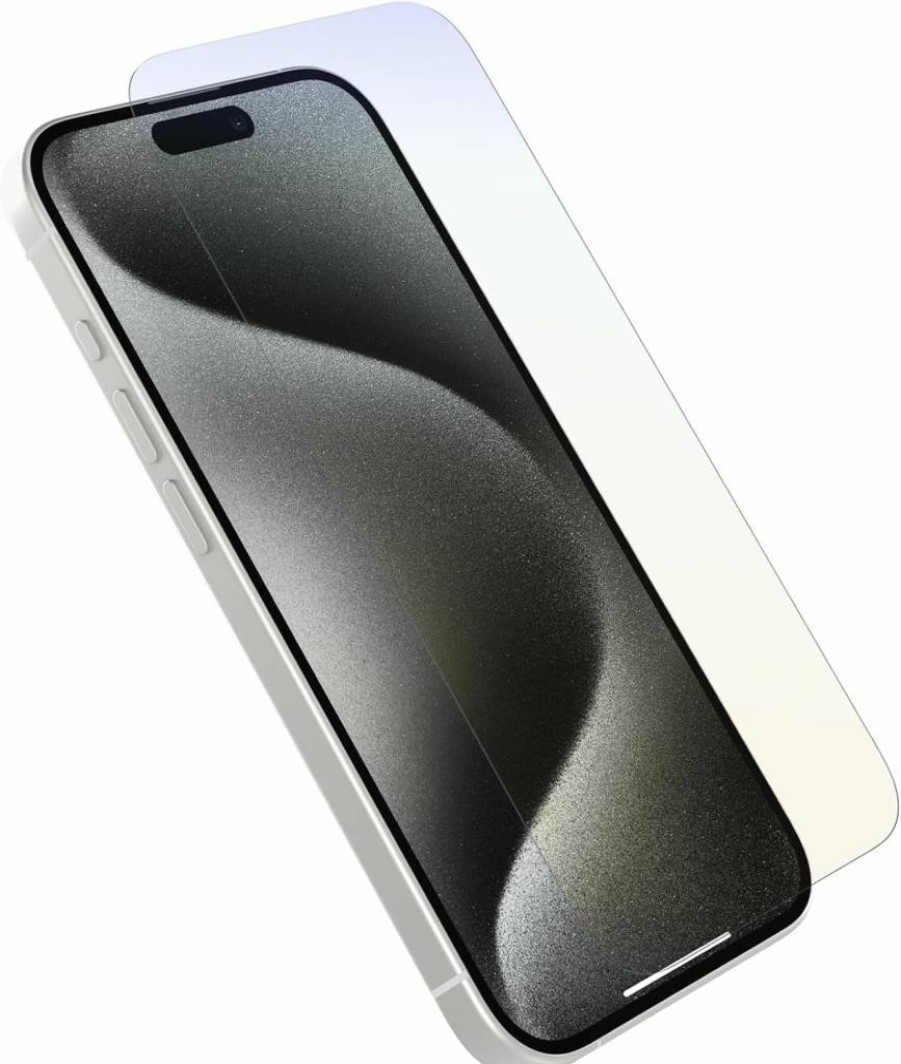 OtterBox iPhone 15 Pro Screen Protector - Blue Light Blocking Tempered Glass, Anti-Scratch, Drop Protection Up to 6 Feet, Antimicrobial Coating, Retail Packaging Not Included