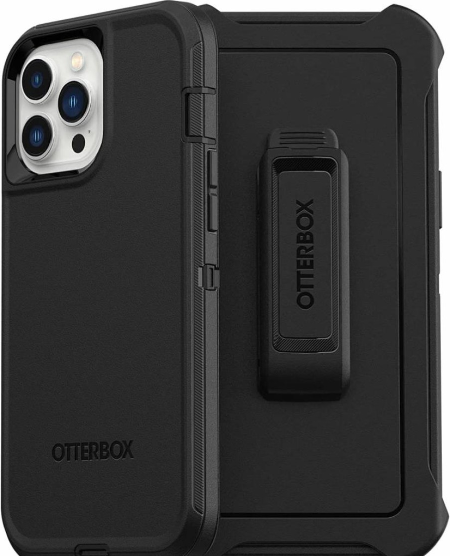 OtterBox Defender Series Rugged Case for iPhone 13 Pro Max & 12 Pro Max - Black | Heavy Duty Protection with Holster Clip & Built-in Kickstand | Port Covers for Dust Protection