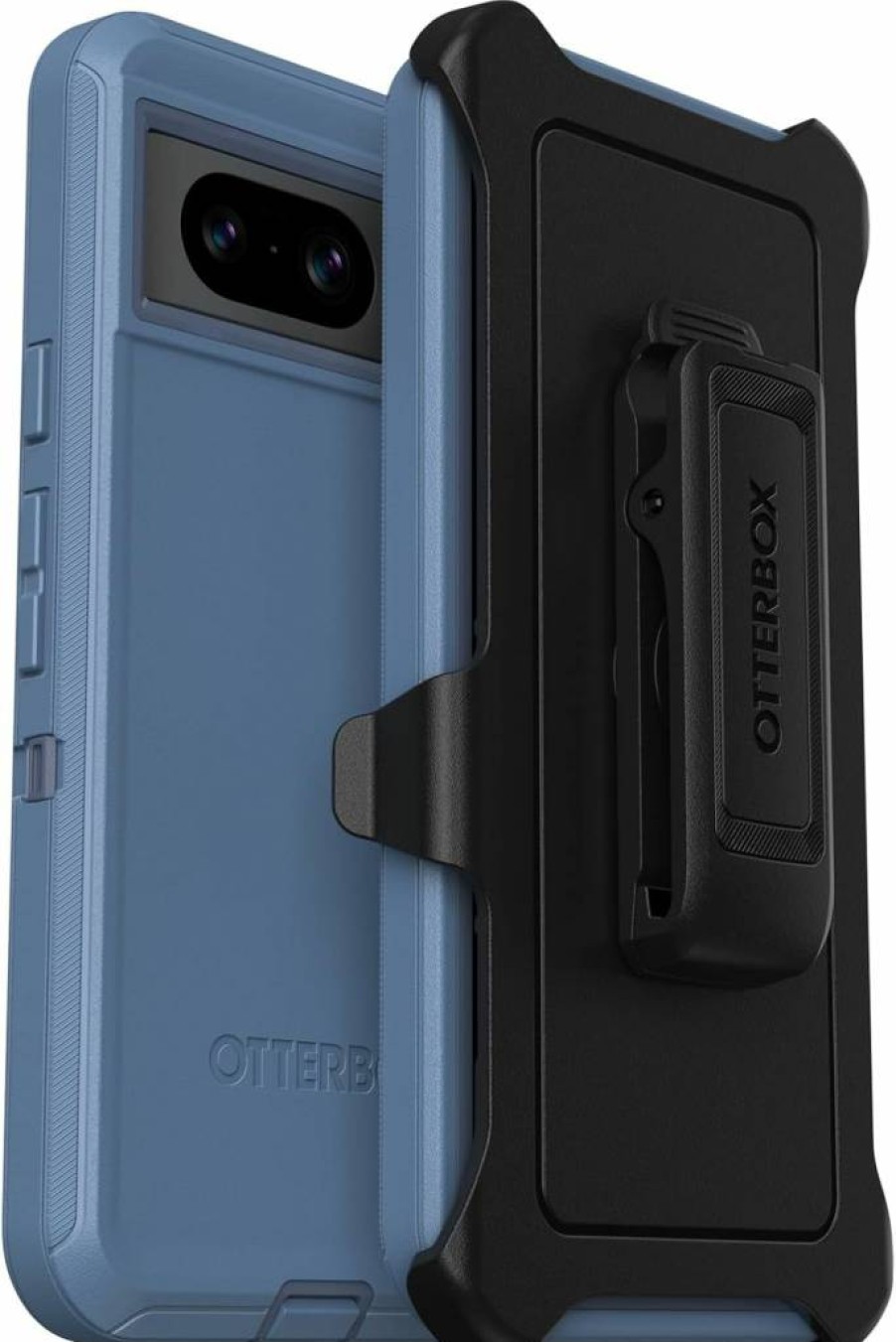 OtterBox Defender Series Rugged Case for Google Pixel 8 - Baby Blue Jeans Design with Holster Clip Kickstand & Port Protection | Durable Polybag Packaging