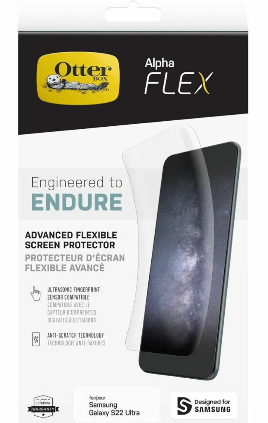 OtterBox Alpha Flex Series Screen Protector for Samsung Galaxy S22 Ultra - Crystal Clear Anti-Scratch Film (2nd Generation)