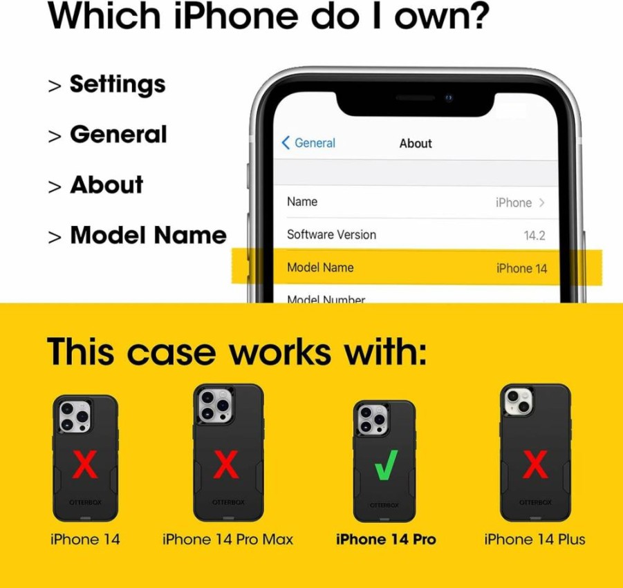 OtterBox Commuter Series Case for iPhone 14 Pro - Slim Protective Cover with Port Protection | Durable Black Phone Case