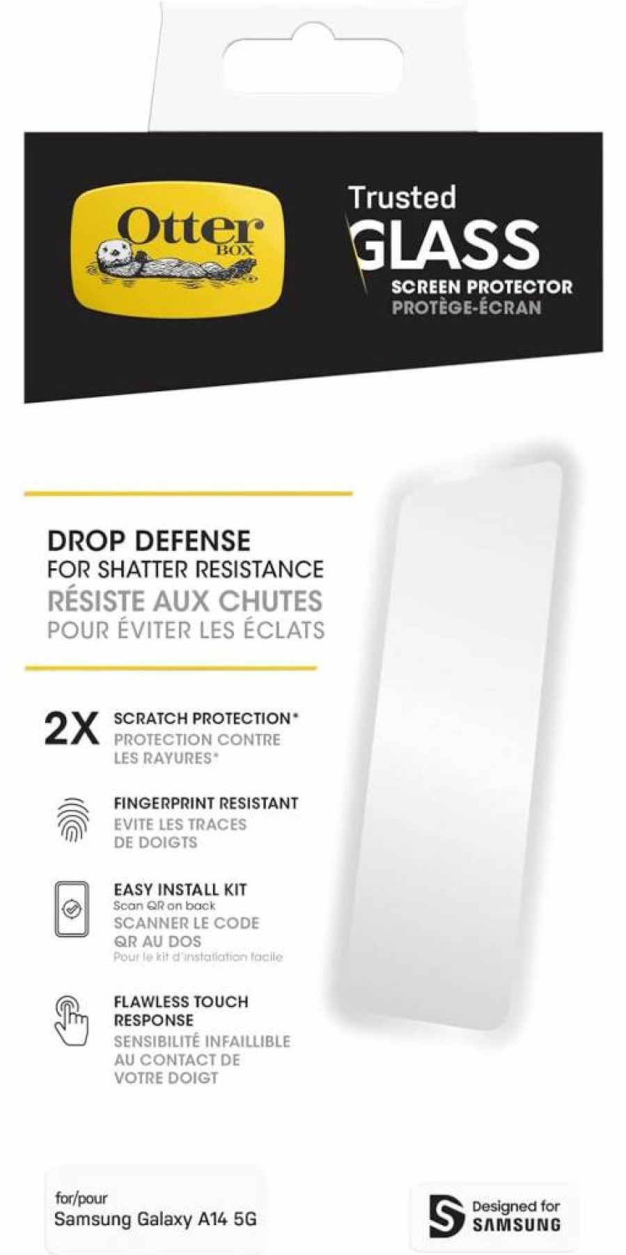 OtterBox Tempered Glass Screen Protector for Samsung Galaxy A14 5G - Crack & Scratch Resistant, HD Clear, Easy Installation