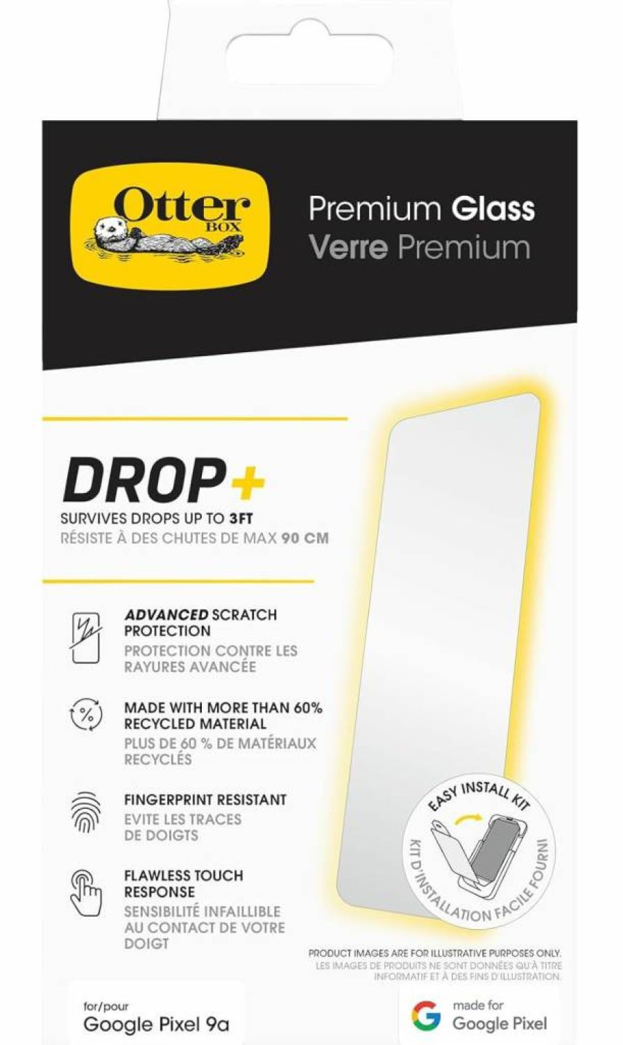 OtterBox Google Pixel 9 & 9 Pro Tempered Glass Screen Protector - Anti-Scratch, Bubble-Free Installation, Enhanced Touch Sensitivity (Polybag Packaging)