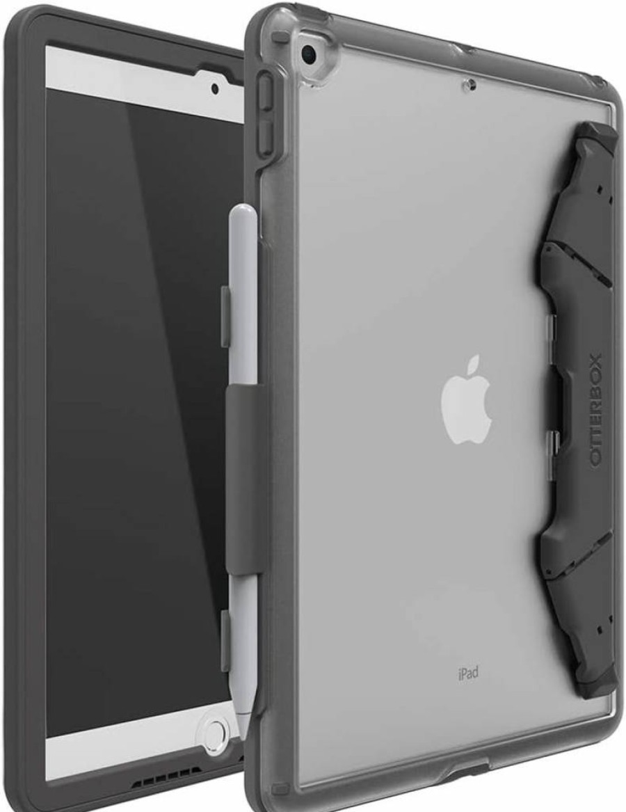 OtterBox Unlimited Series Case with Kickstand & Hand Strap for iPad 7th/8th/9th Gen 10.2" (2019-2021) - Clear/Blue Protective Cover + Screen Protector