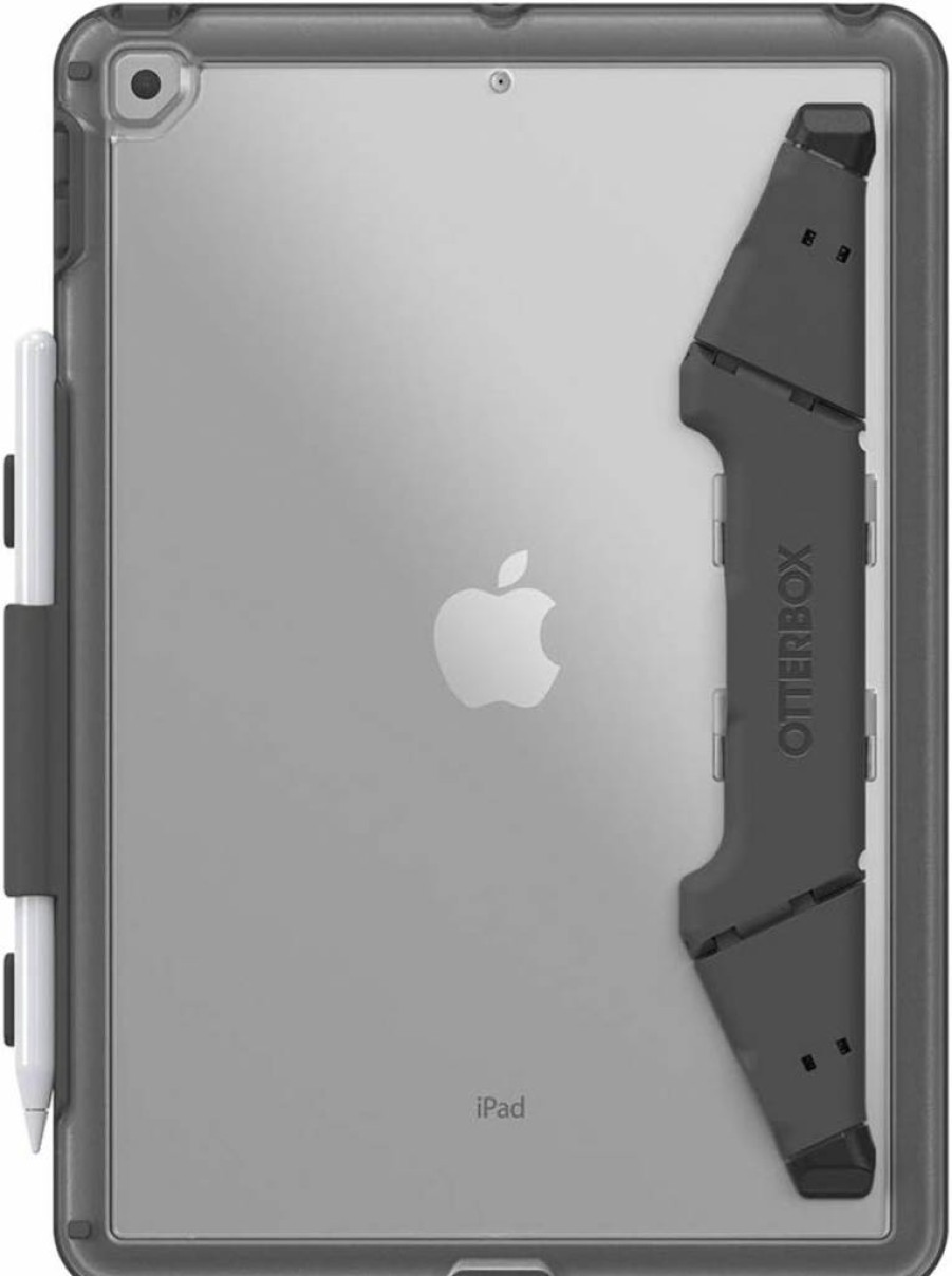 OtterBox Unlimited Series Case with Kickstand & Hand Strap for iPad 7th/8th/9th Gen 10.2" (2019-2021) - Clear/Blue Protective Cover + Screen Protector