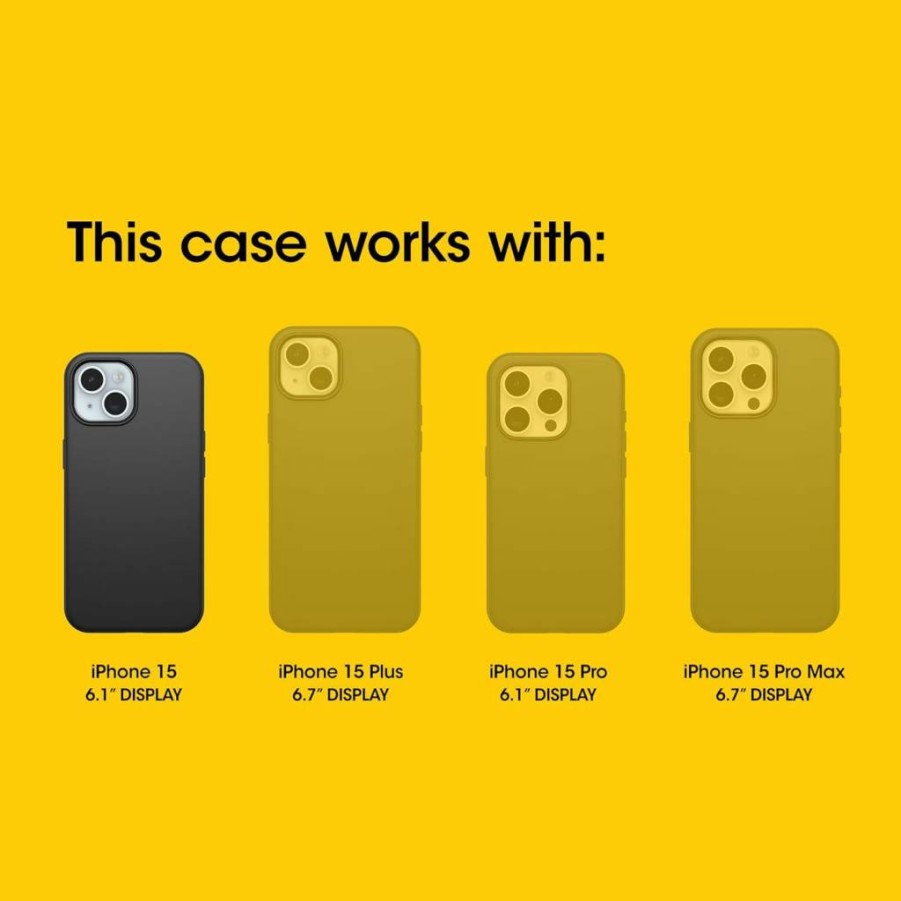 OtterBox Symmetry Series Soft Touch Case with MagSafe for iPhone 15, 14, 13 - Dark Echo Black | Sleek Rubber Design, Smooth Finish, Camera & Screen Protection