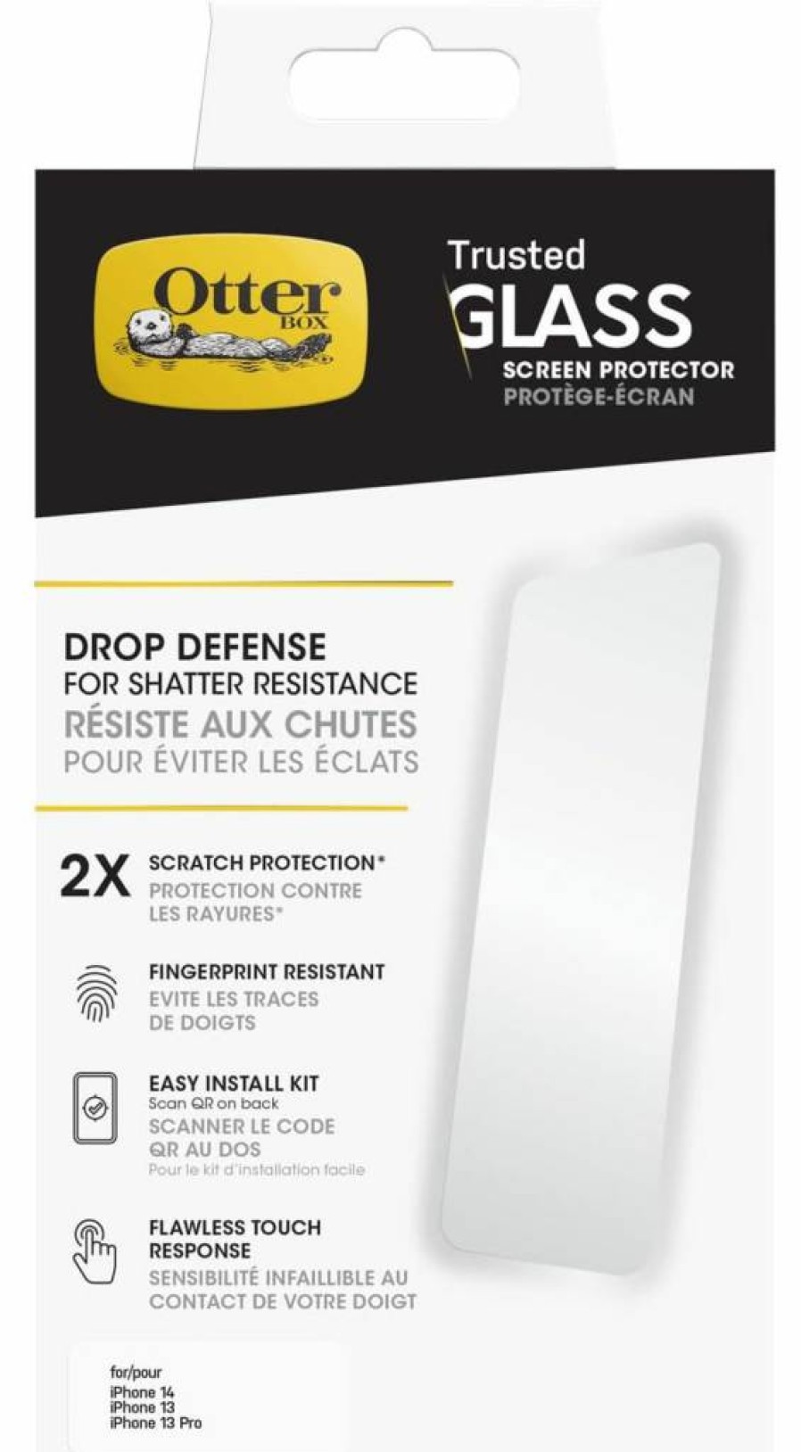 OtterBox Tempered Glass Screen Protector for iPhone 14, iPhone 13 & 13 Pro - Anti-Scratch, Fingerprint Resistant, HD Clarity, Bubble-Free Installation