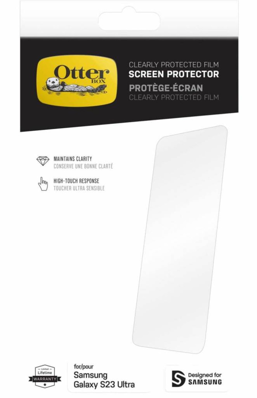 OtterBox Clearly Protected HD Clear Screen Protector for Samsung Galaxy S23 Ultra - Anti-Fingerprint, Bubble-Free, Precision Fit, Enhanced Touch Sensitivity
