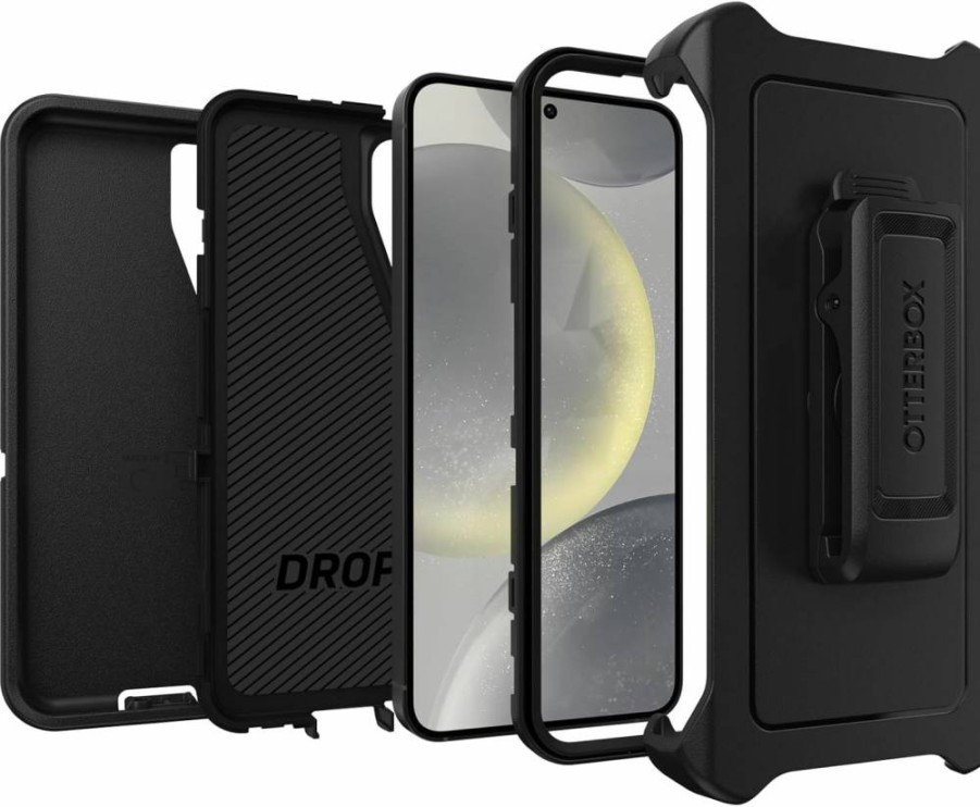 OtterBox Defender Series Rugged Case for Samsung Galaxy S24 with Holster Clip Kickstand & Port Protection - Durable Black Polybag Packaging