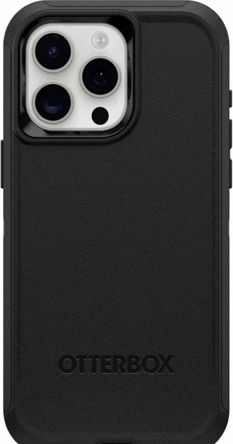 OtterBox Defender Series Case for iPhone 15 Pro Max - Rugged Protective Cover with Holster Clip Kickstand, Port Protection & Polybag Packaging (Black, Screenless Design)