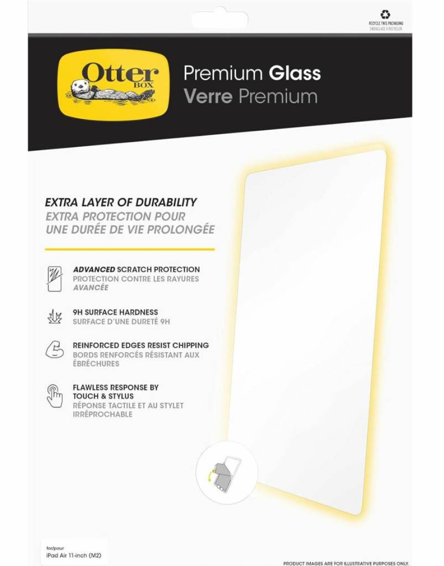 OtterBox Tempered Glass Screen Protector for iPad Air 11-Inch (2024 & 2022 Models) - Anti-Scratch, Bubble-Free Installation, Smudge Proof, HD Clarity, Touchscreen Compatible