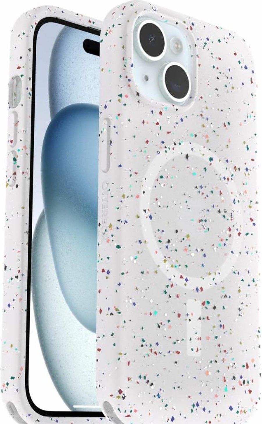 OtterBox Core Series Case for iPhone 16/15/14/13 - Sprinkles White with MagSafe Compatibility, Rubber Protection & Raised Screen/Camera Guards