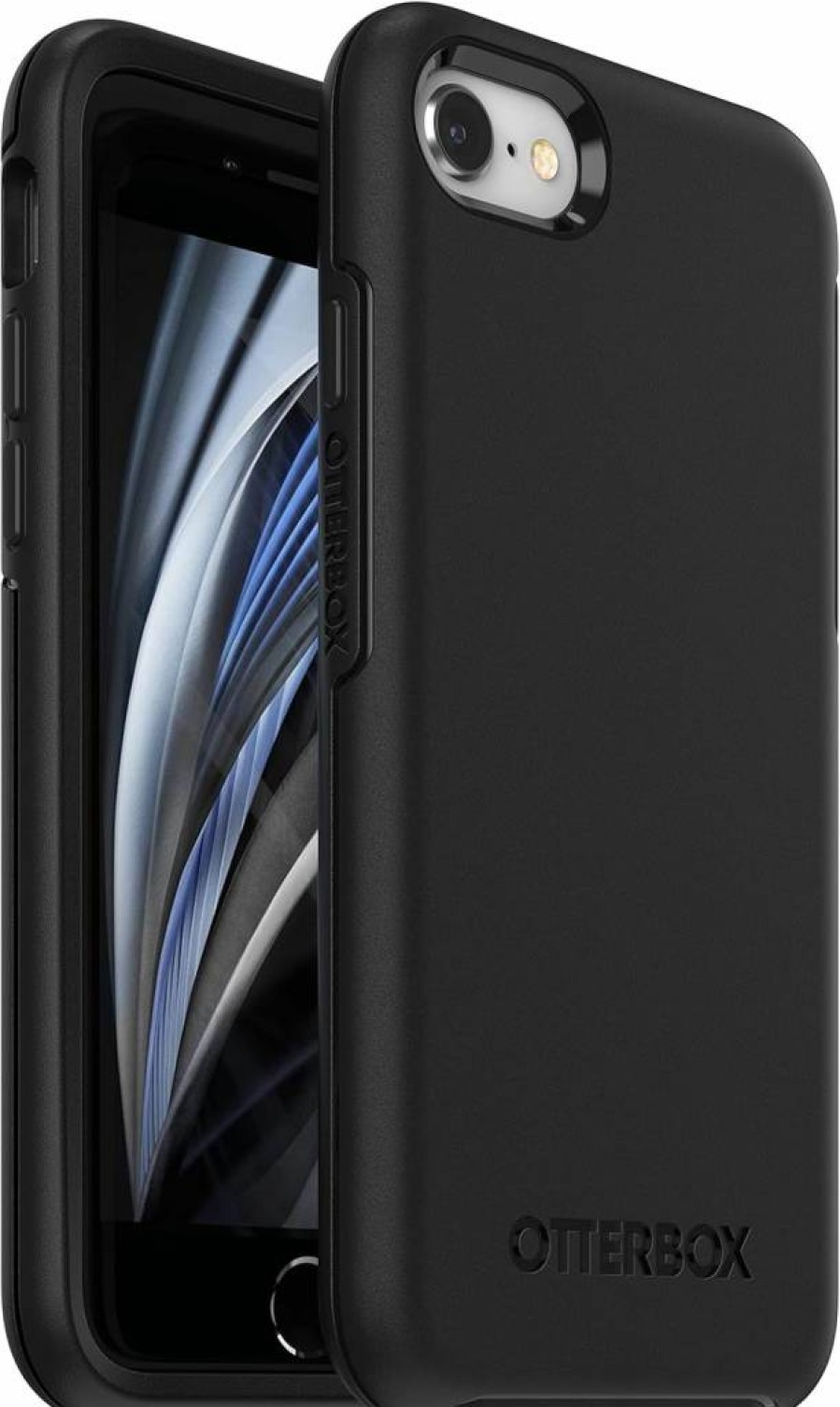 OtterBox Symmetry Series Case for iPhone SE 3rd/2nd Gen & iPhone 8/7 - Black, Slim Design, Wireless Charging Compatible, Protective Raised Edges