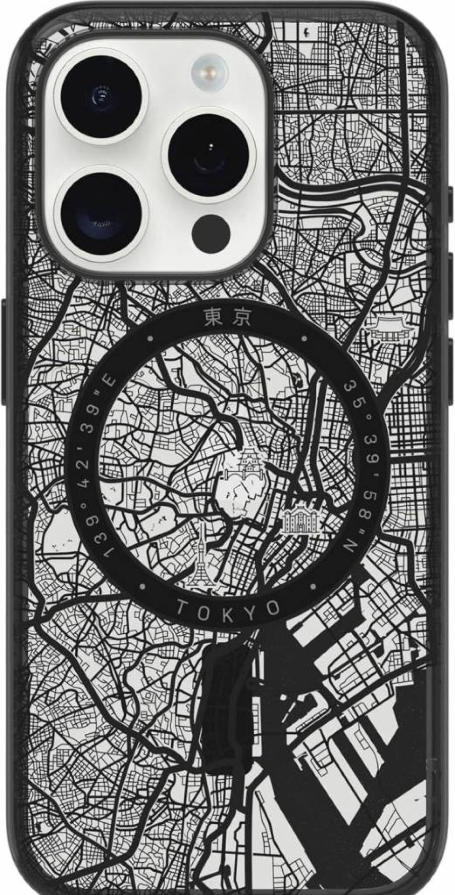 OtterBox Tokyo Series Clear Case with Black Grip Edge for iPhone 15 Pro - Protective Cover