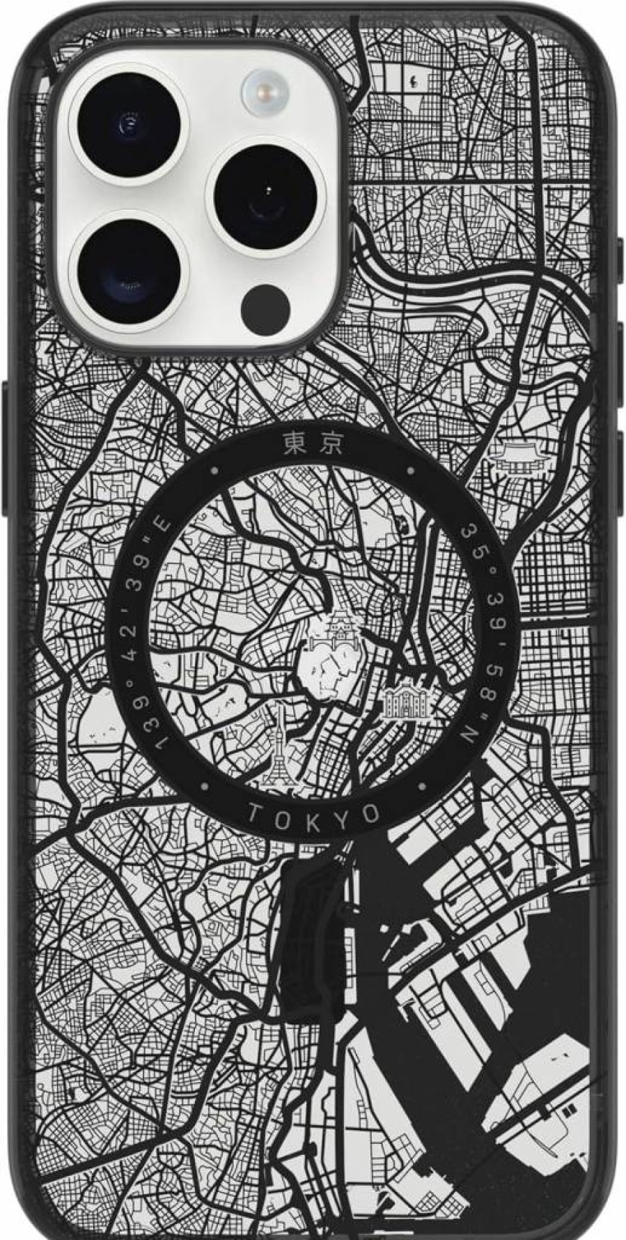 OtterBox iPhone 15 Pro Max Clear Case with Black Grip Edge - Tokyo Edition