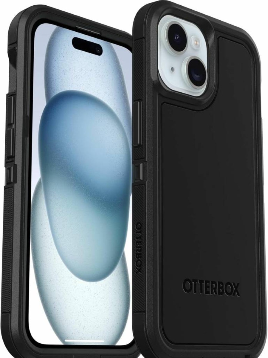 OtterBox Defender Series XT Rugged Case for iPhone 16/15/14/13 - Black, MagSafe Compatible, Screenless Design with Lanyard Attachment (Polybag Packaging)